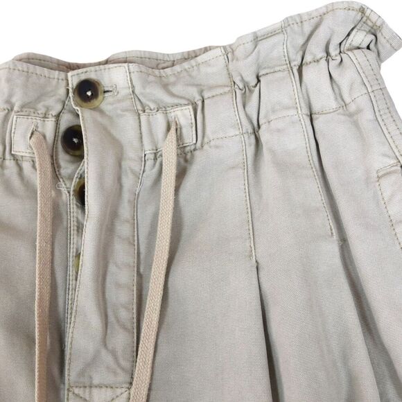 Free People Button Fly Paperbag Pants Size M Beige Drawstring Waist Relaxed Fit - Picture 3 of 10